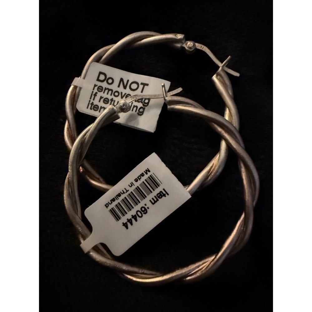 Sterling Silver 925 Twisted Rope Hoop Earrings Made in Thailand 60444